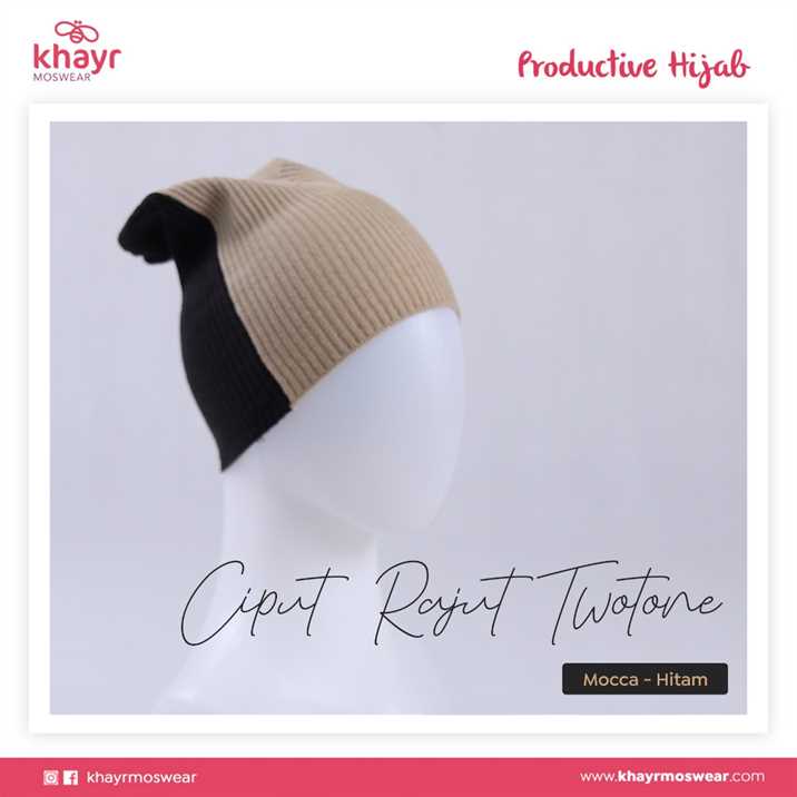 Ciput Rajut Twotone 02 Hitam - Mocca