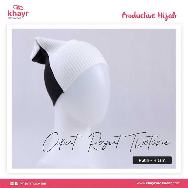 Ciput Rajut Twotone 01 Hitam - Putih