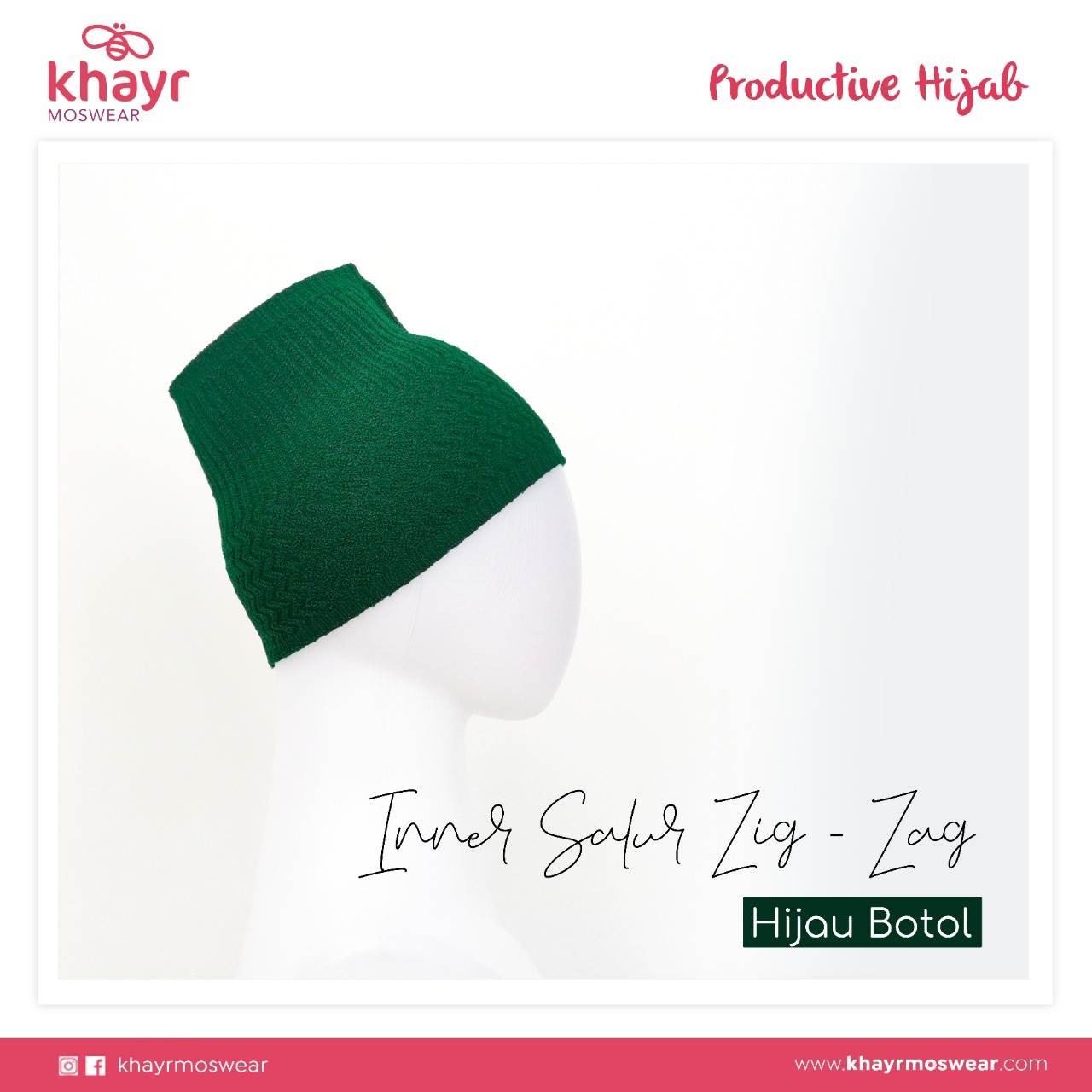 Inner Salur Zigzag Hijau Botol